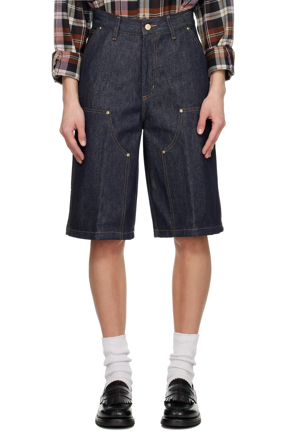 Blue Nixon Double Knee Denim Shorts