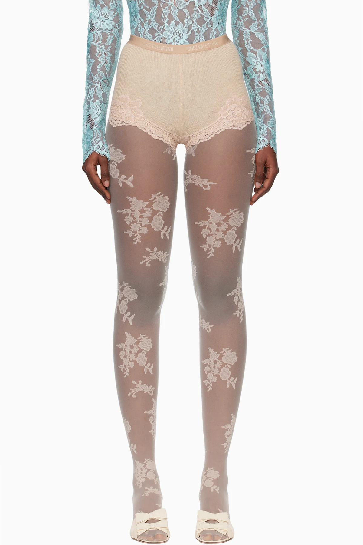 Beige & Pink Cashmere Shorts