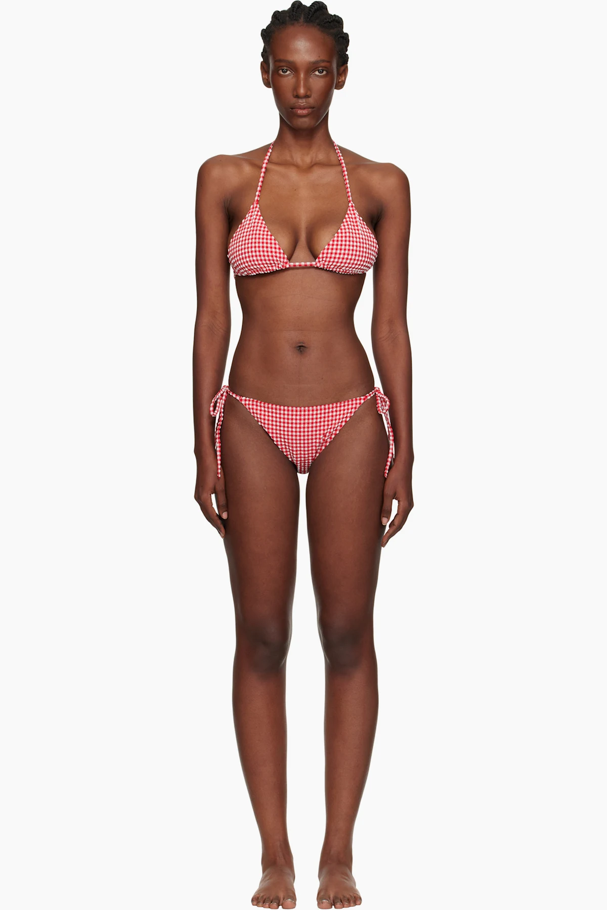 Red & White Gingham Seersucker Sabrina Bikini