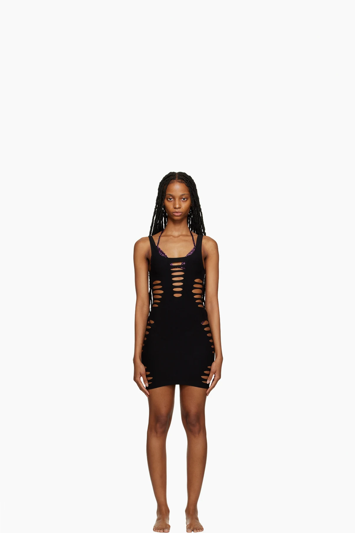 Black Slashed Cover Up Dress