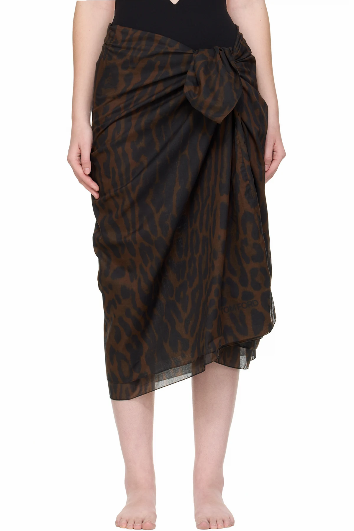Brown Pareo Wrap Cover-Up Skirt