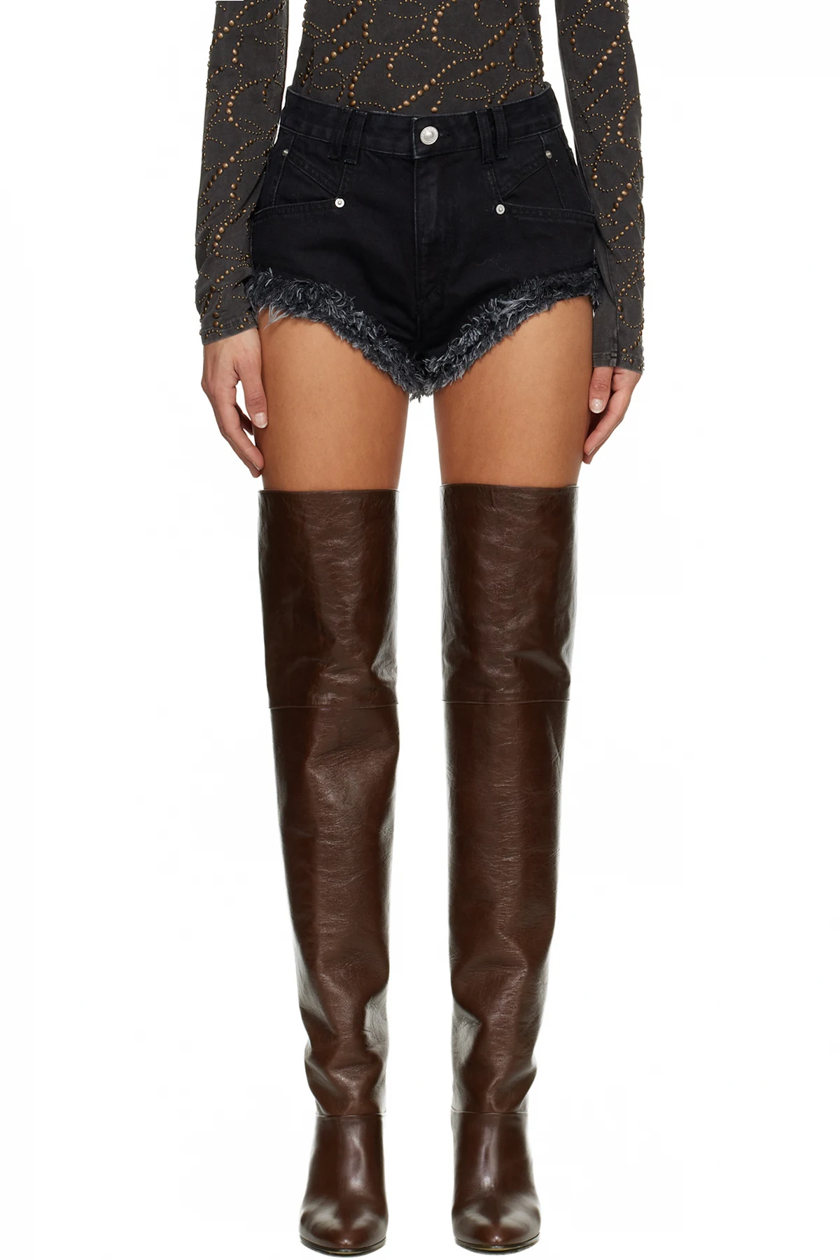 Black Eneidala Denim Shorts