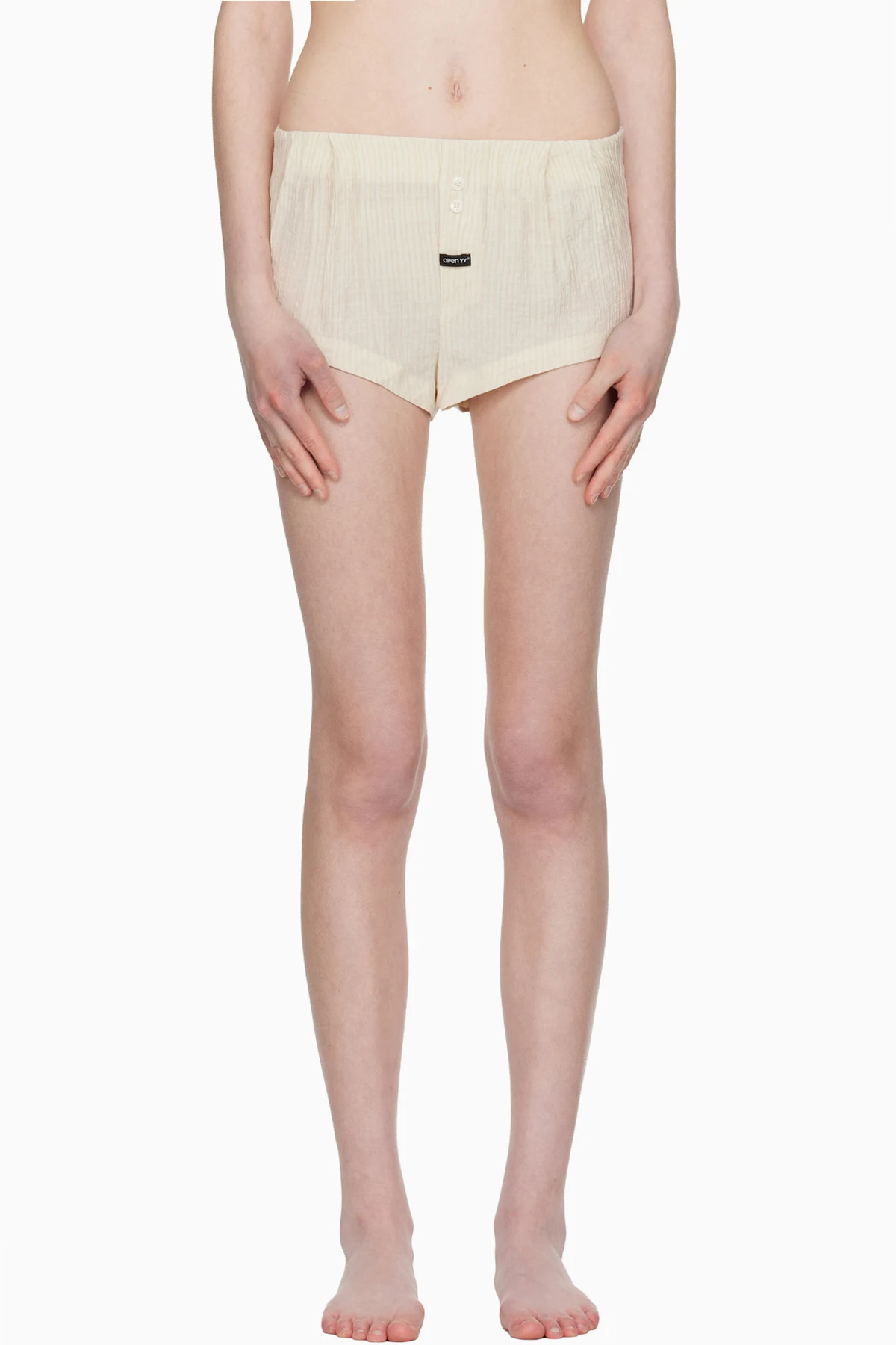 Beige Crinkled Tab Boxer Briefs
