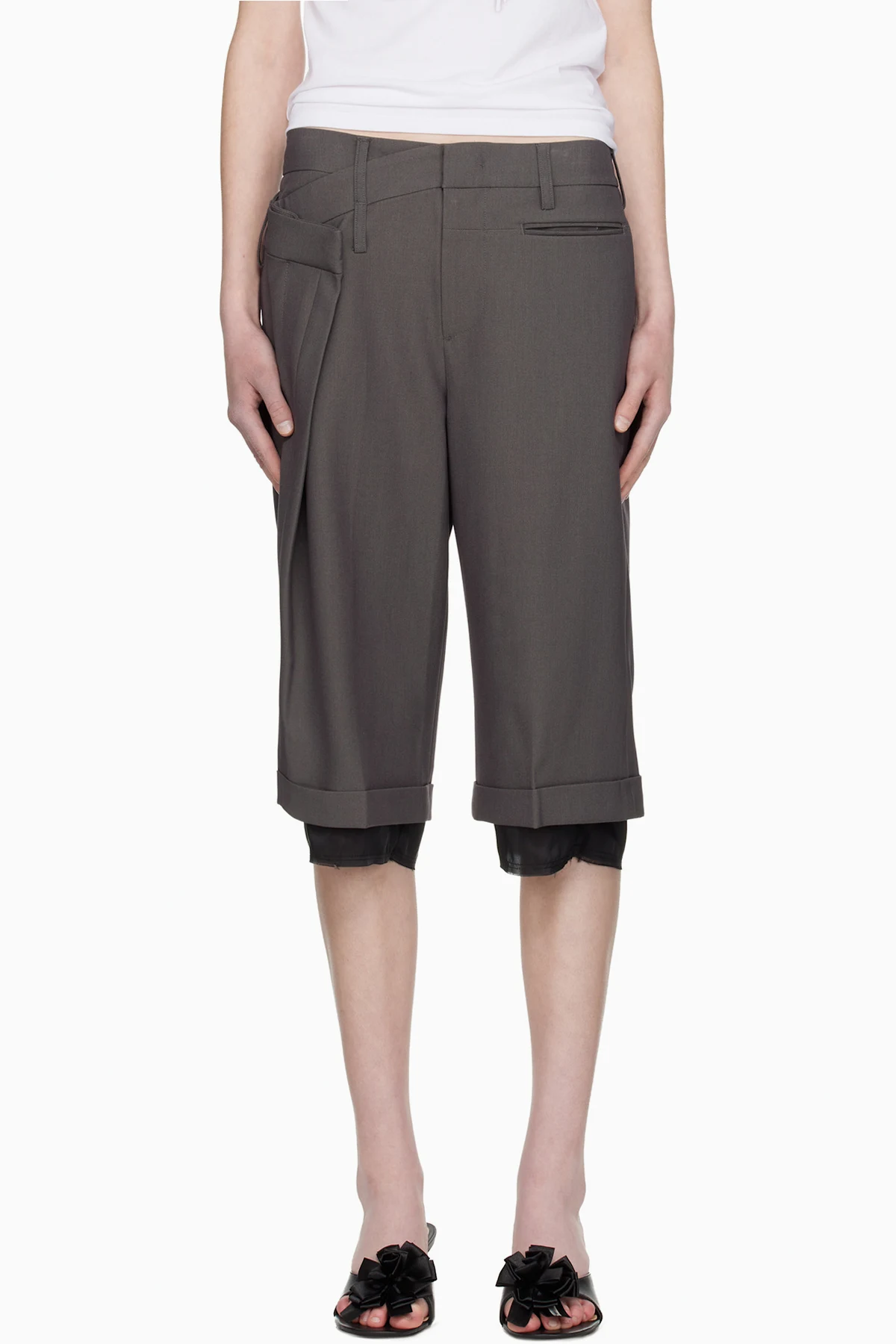 Gray Wrap Over Shorts