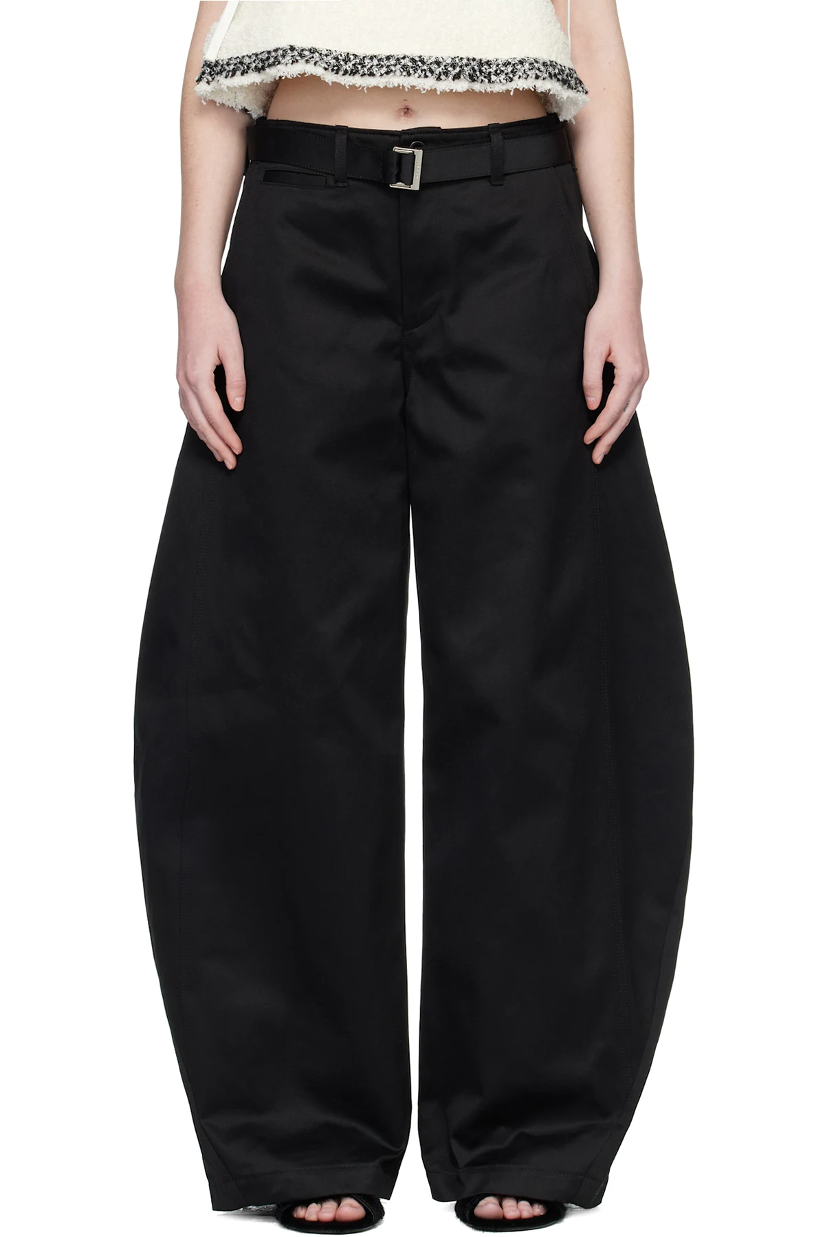 Black Cotton Chino Trousers