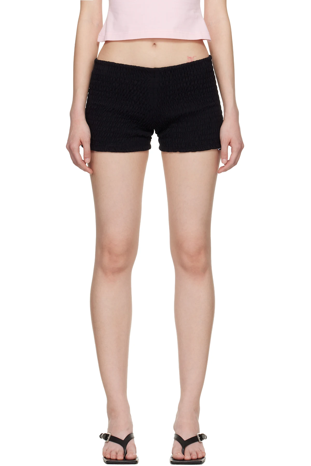 Black Gathered Baby Shorts