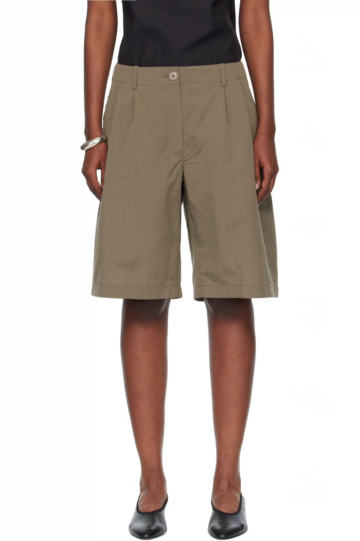 Khaki Ponte Shorts