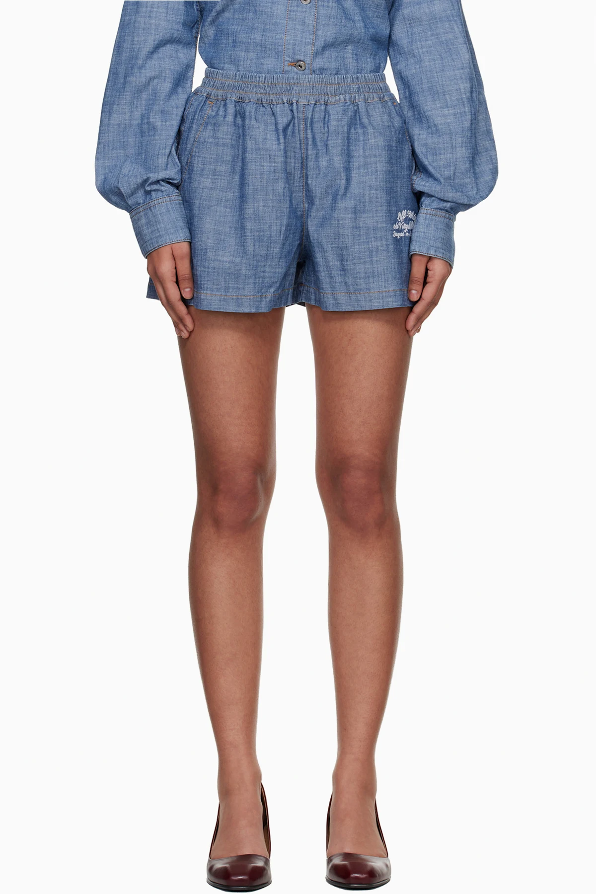 Blue Chambray Pajama Shorts