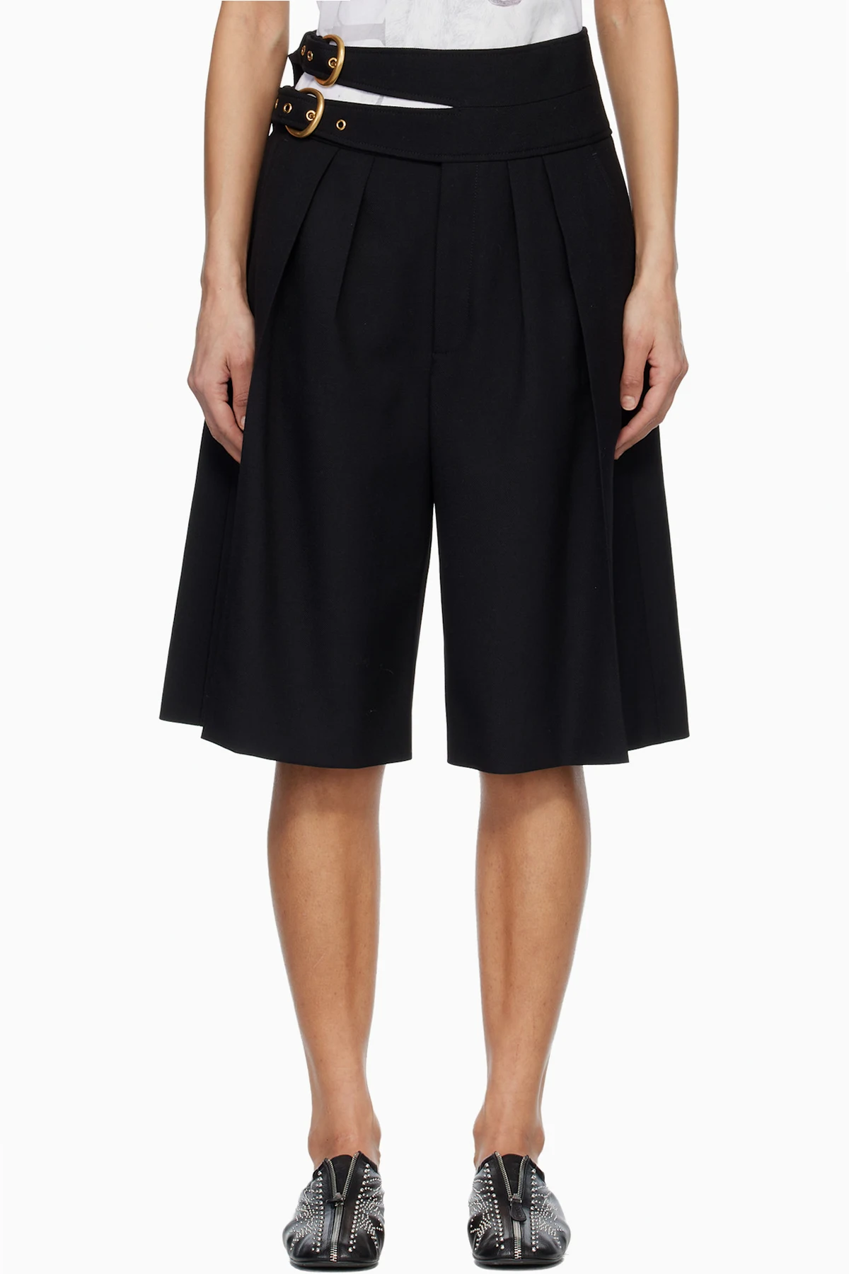 Black Double Waistband Shorts