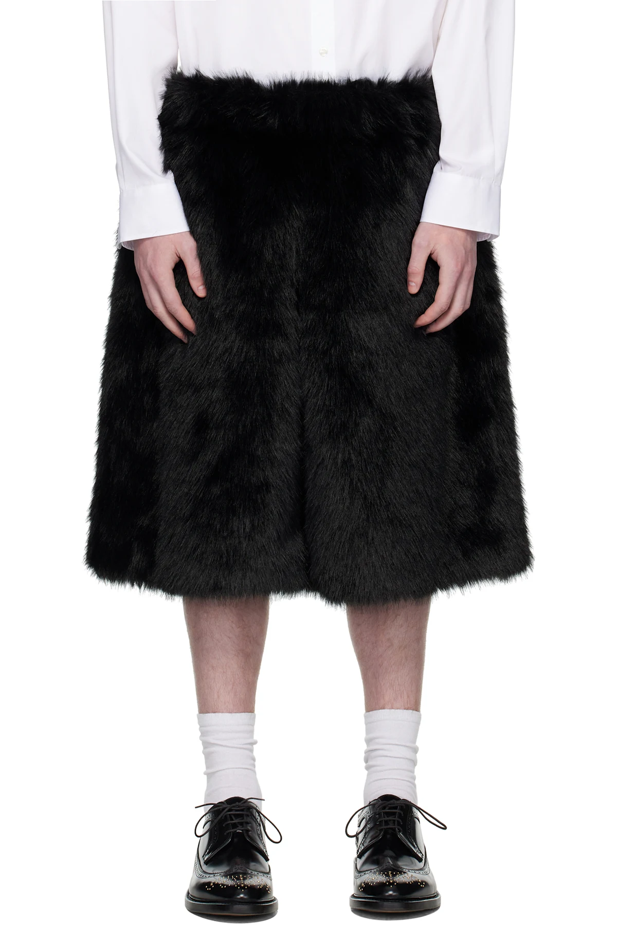 SSENSE Exclusive Black Faux-Fur Shorts