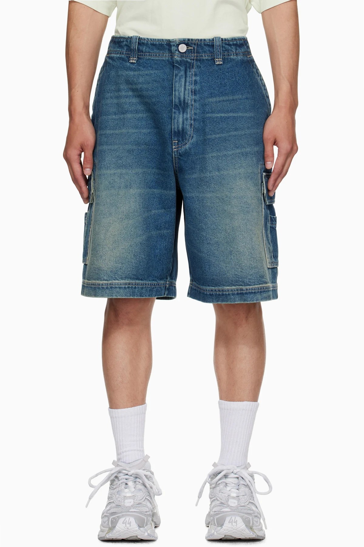 Blue Hip-Hop Denim Cargo Shorts
