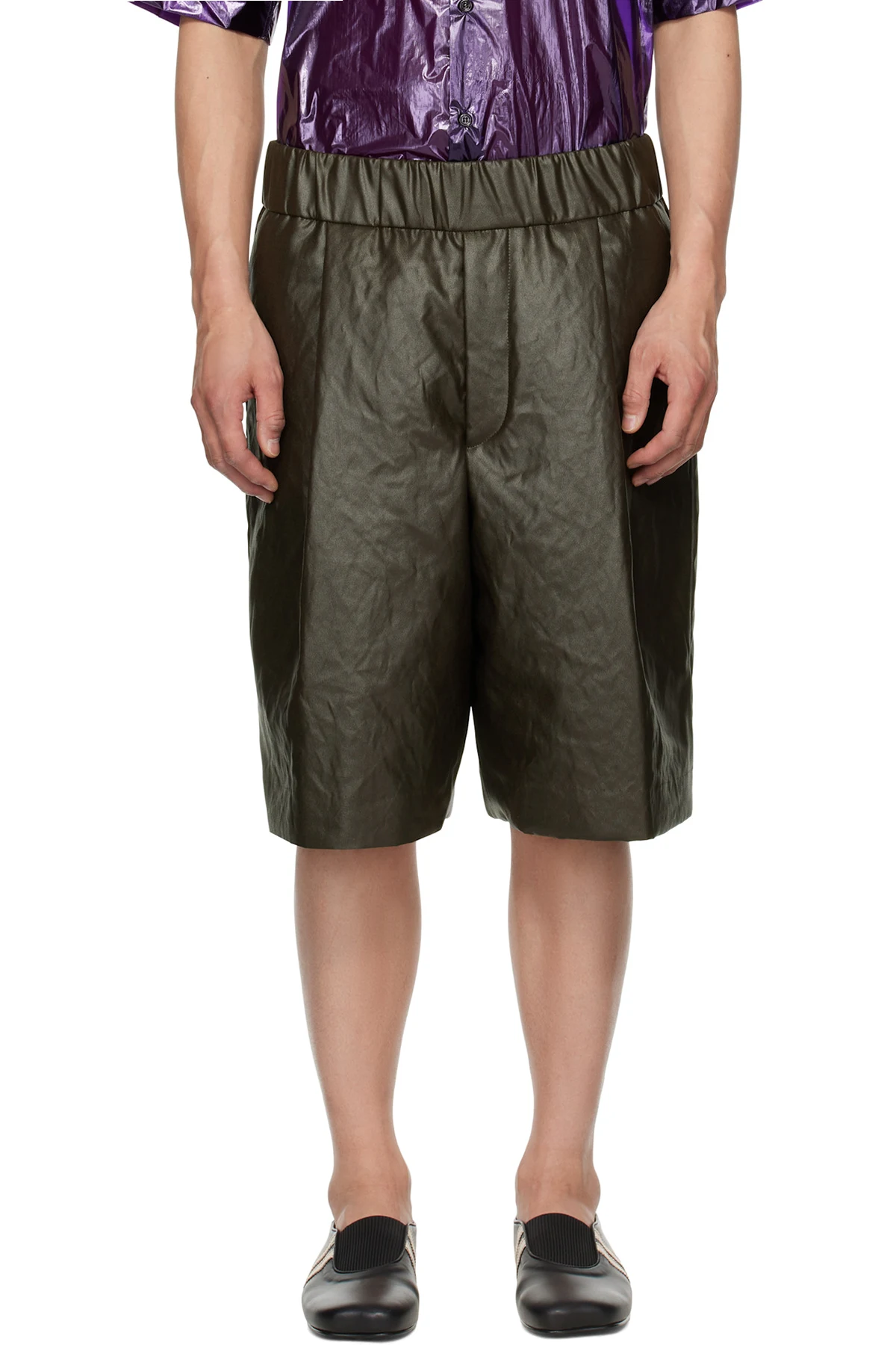 Khaki Pleated Shorts