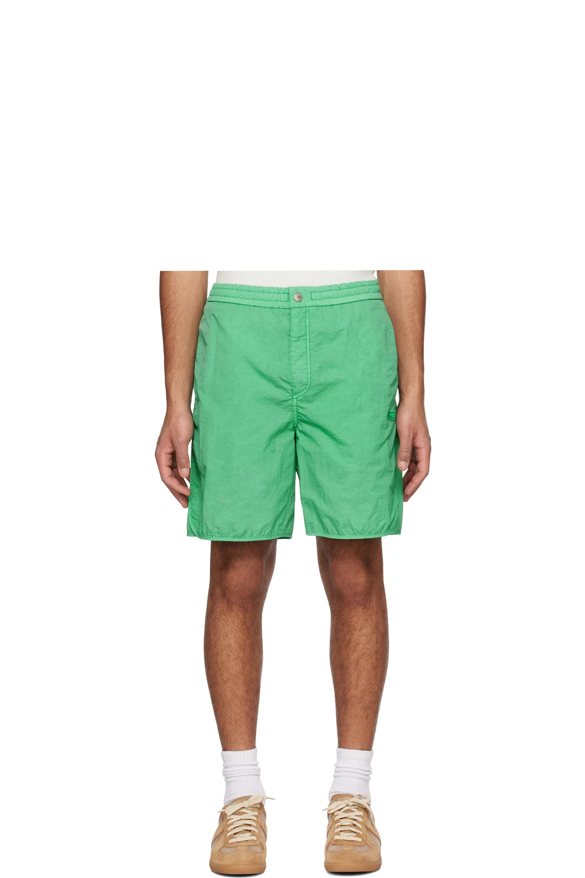 Green Embroidered Shorts