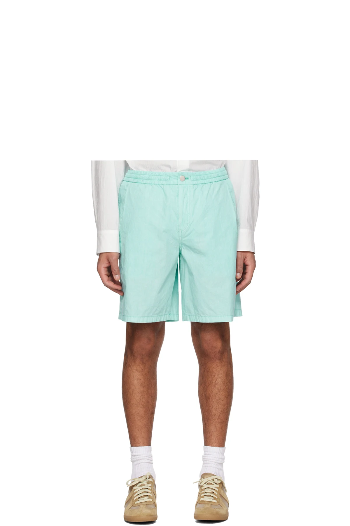 Blue Pleated Shorts