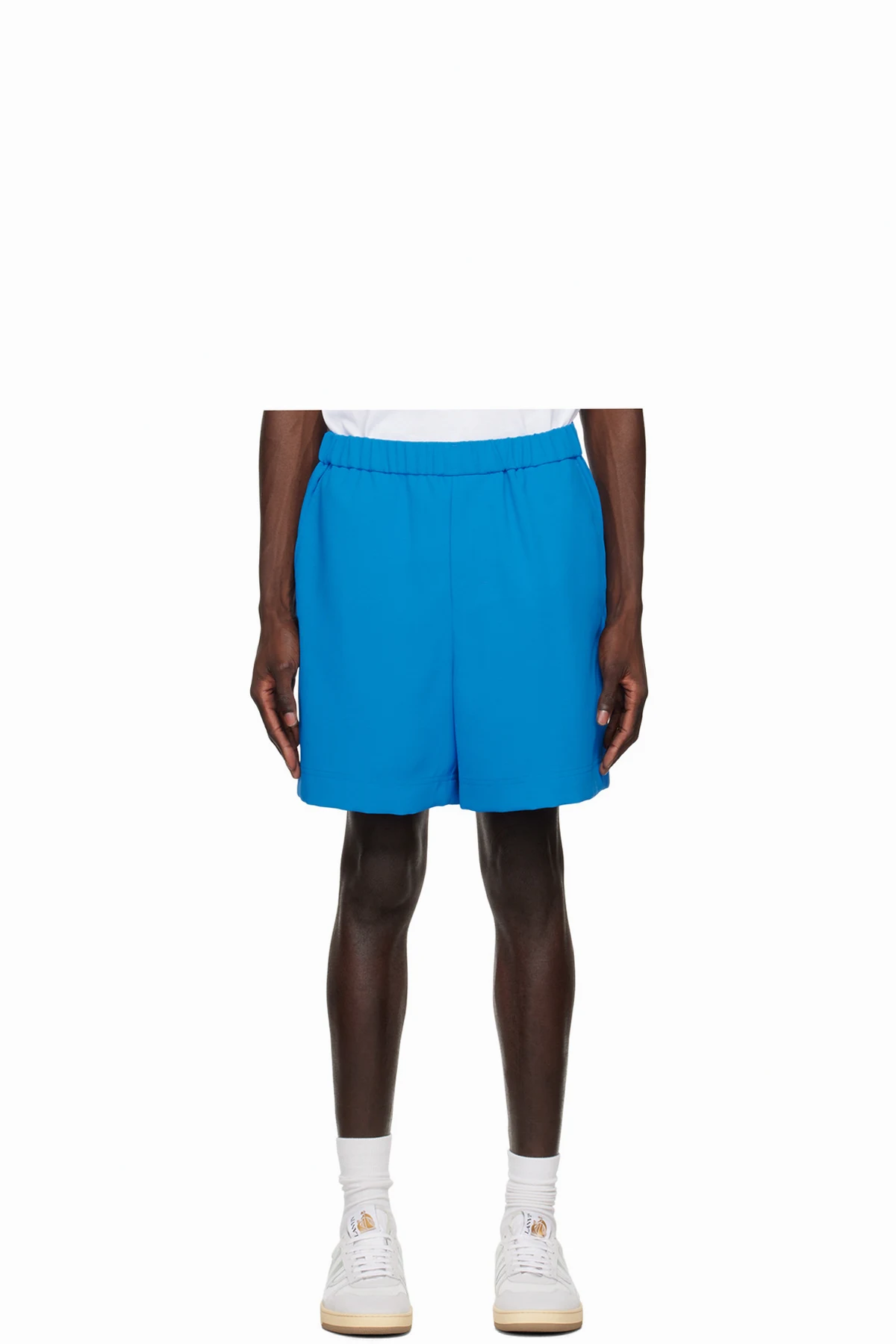 Blue Embroidered Shorts