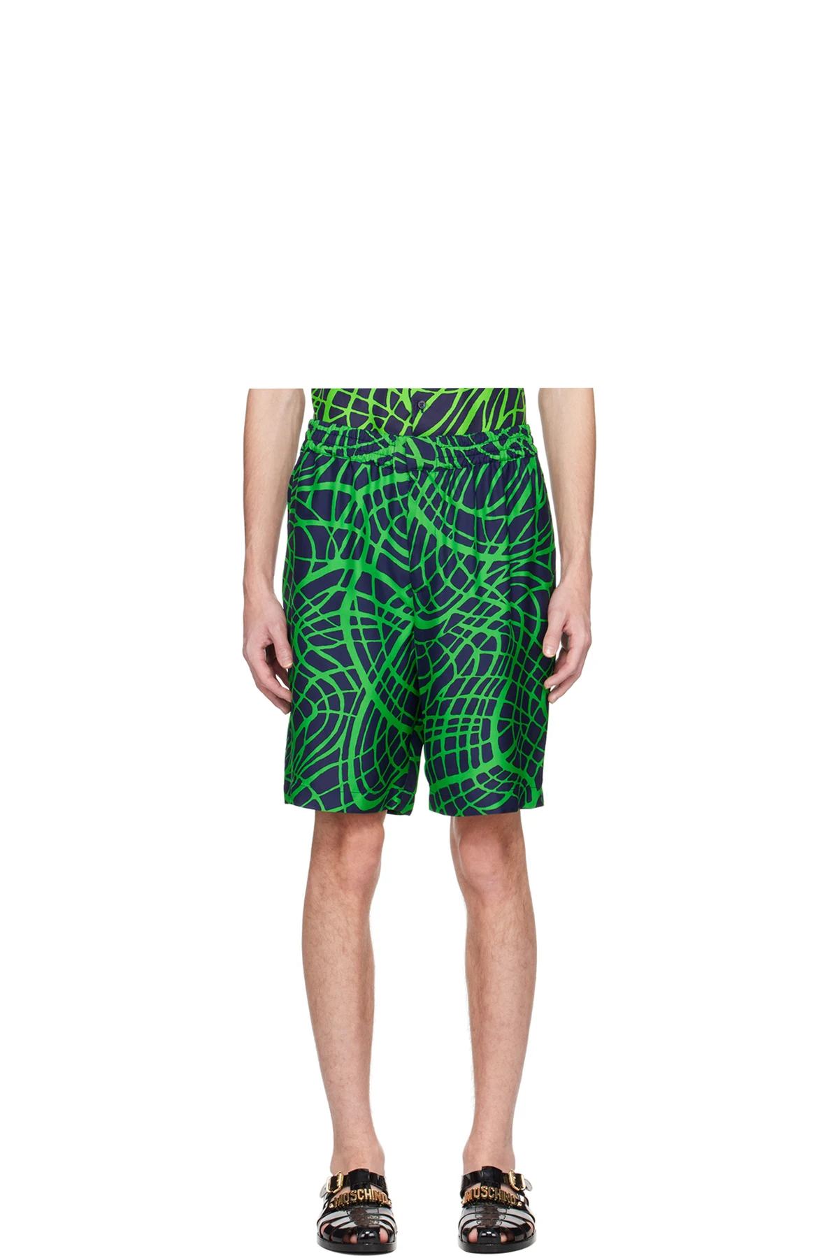 Navy & Green Wave Shorts