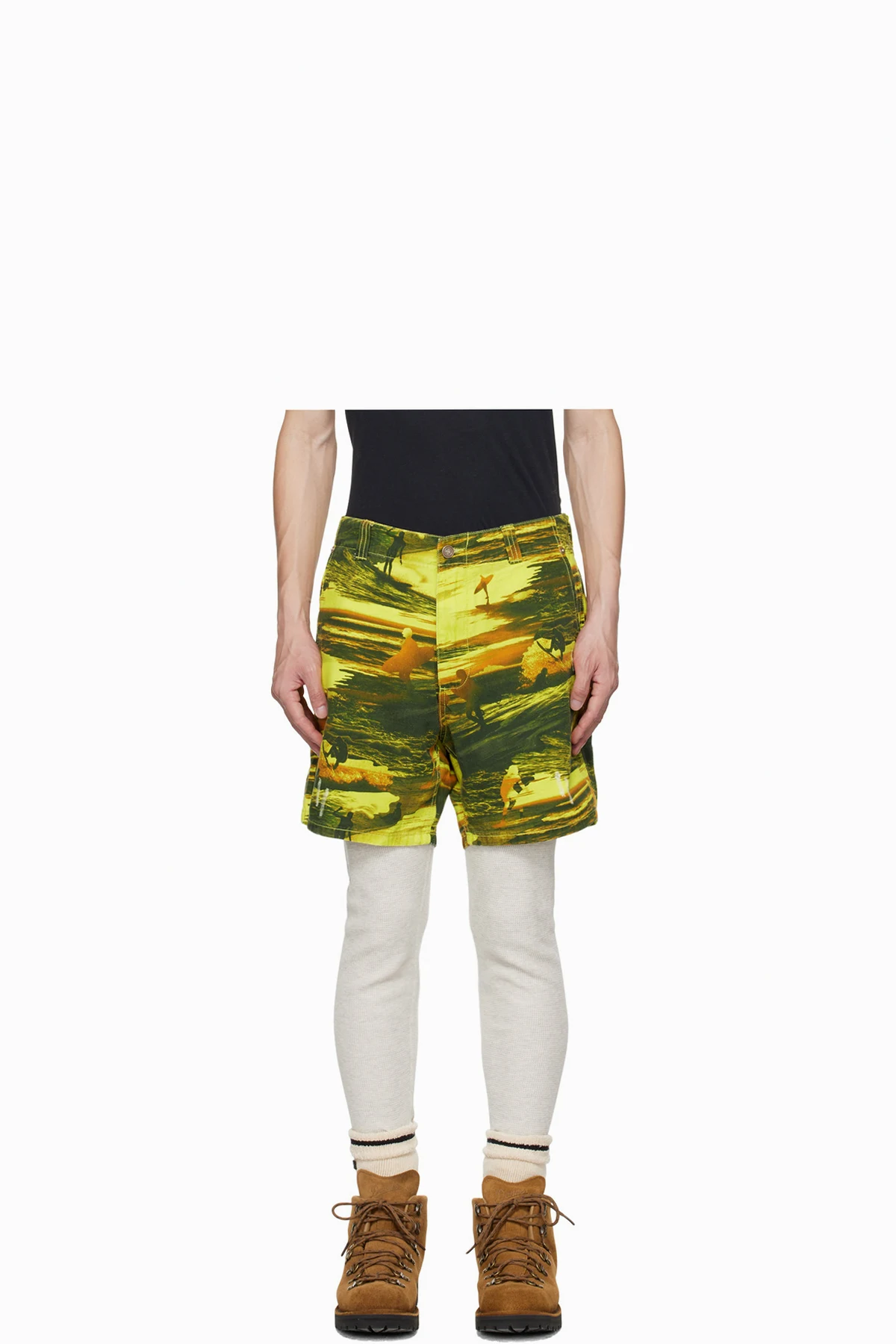 Green Embroidered Shorts