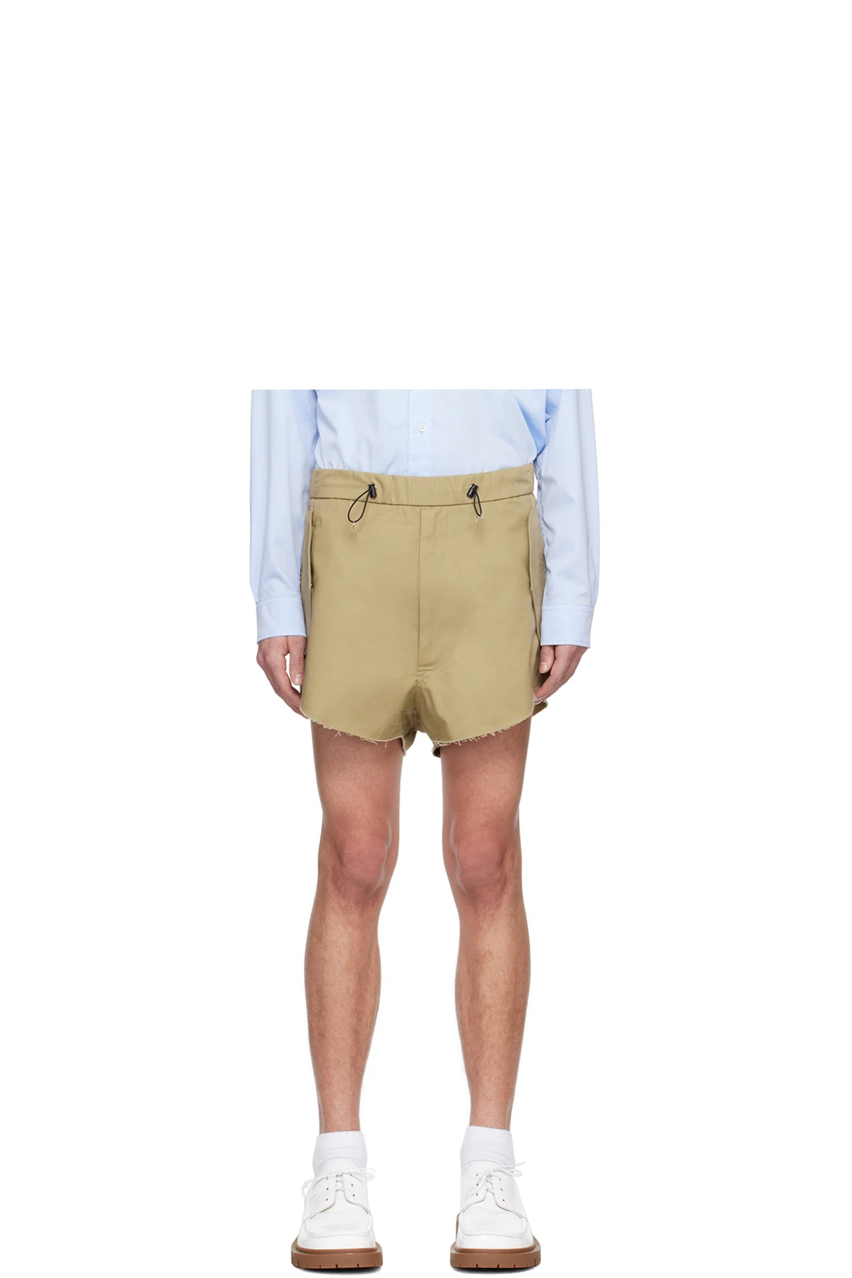 Beige Zip Shorts