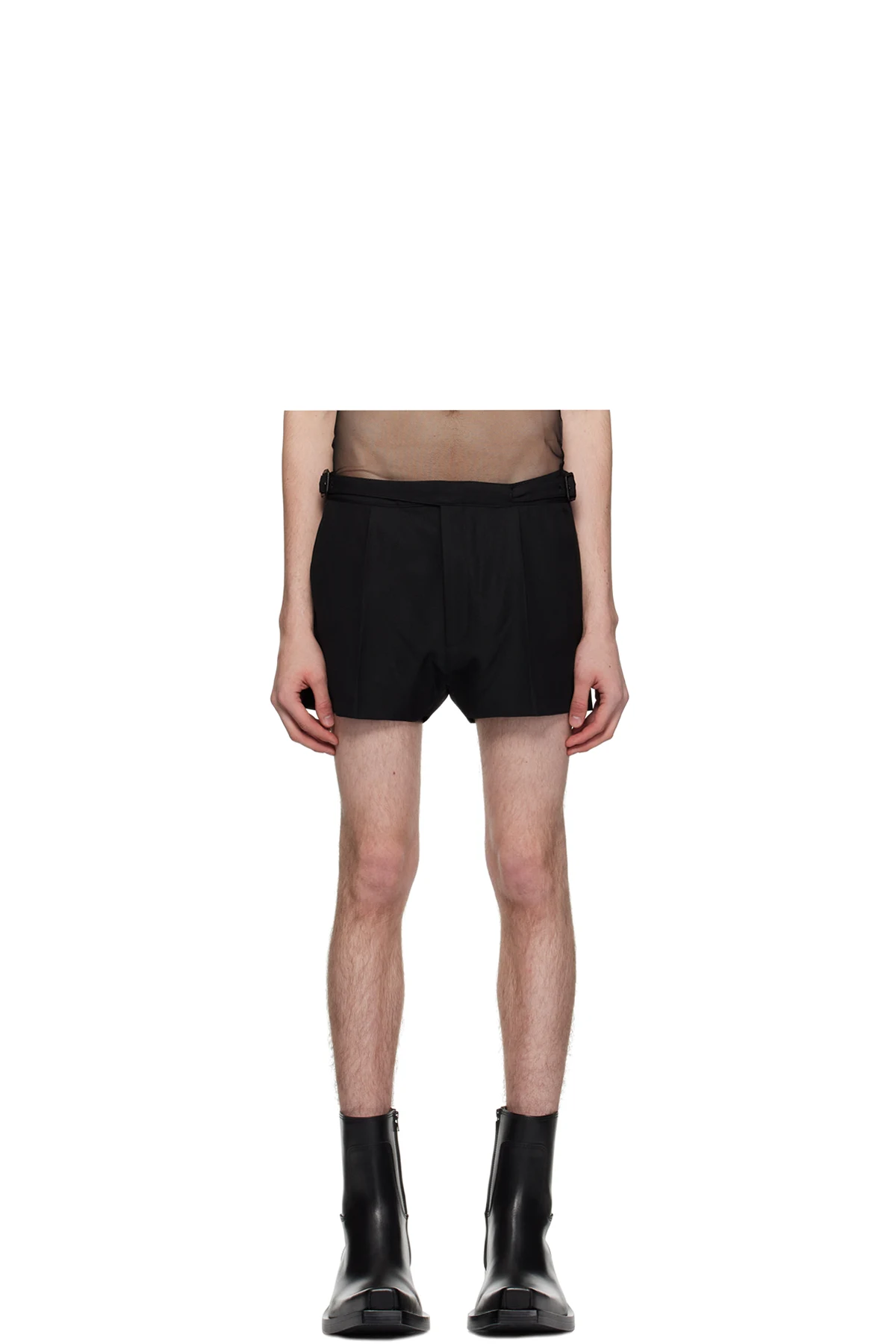 Black Double Buckle Shorts