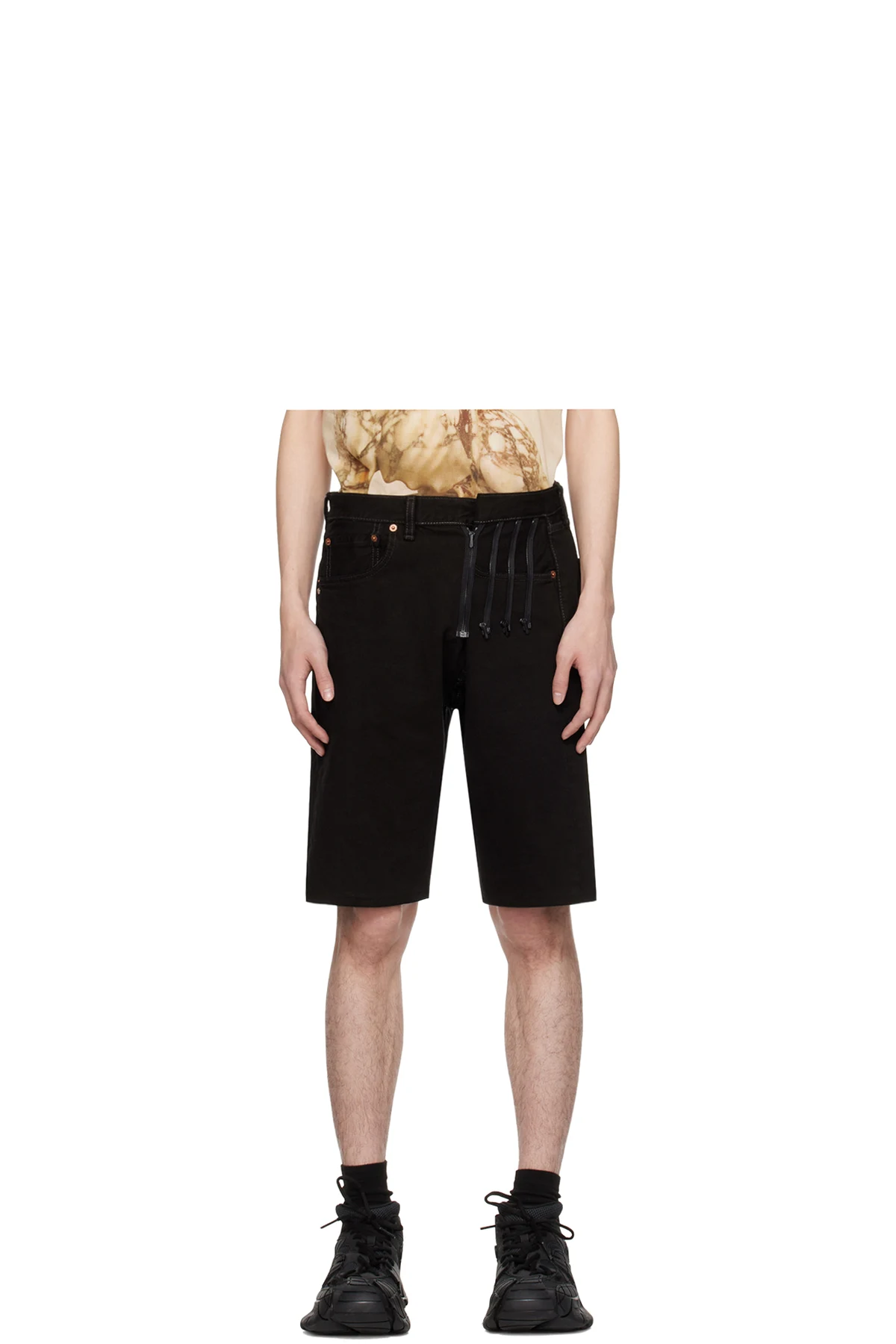 Black Upcycled Denim Shorts