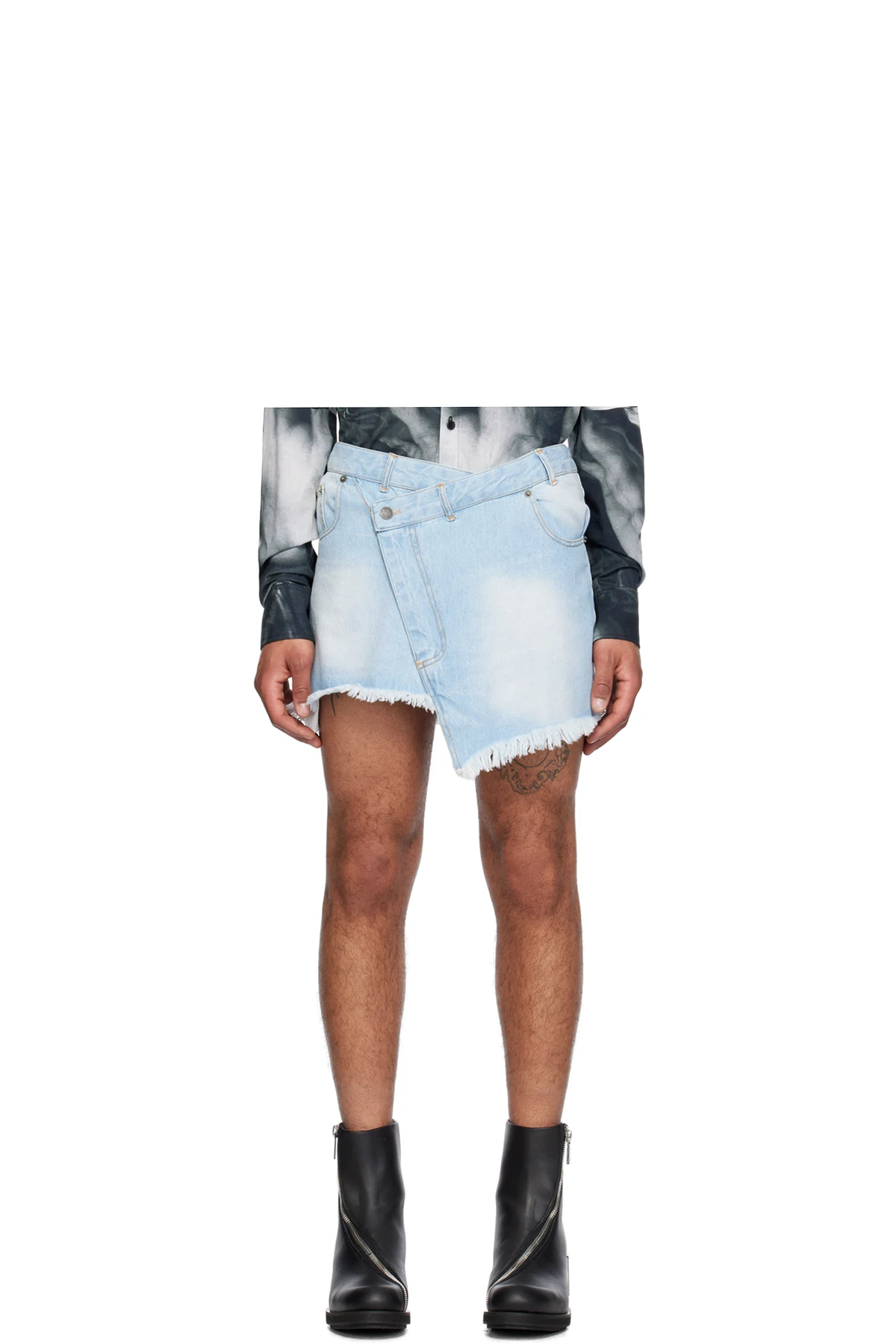 Blue Wrap Denim Miniskirt