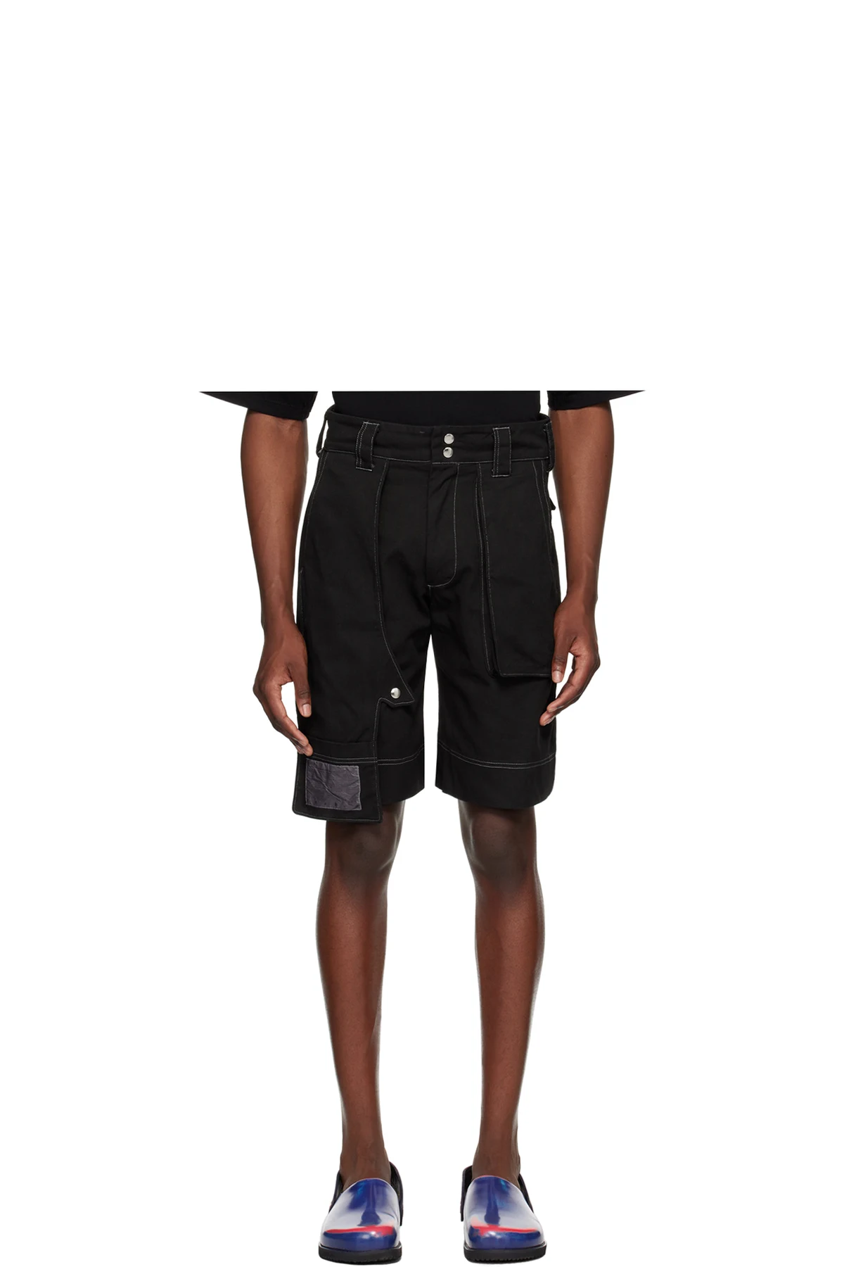 Black 7-Poc Denim Shorts