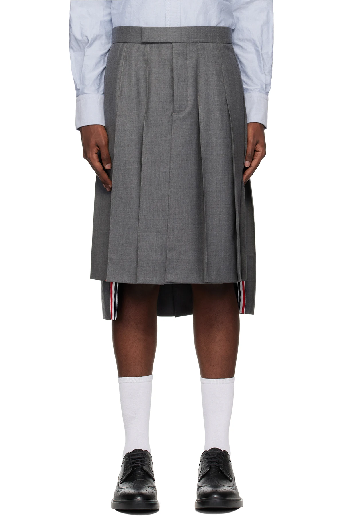 Gray Classic Twill Pleated Skirt