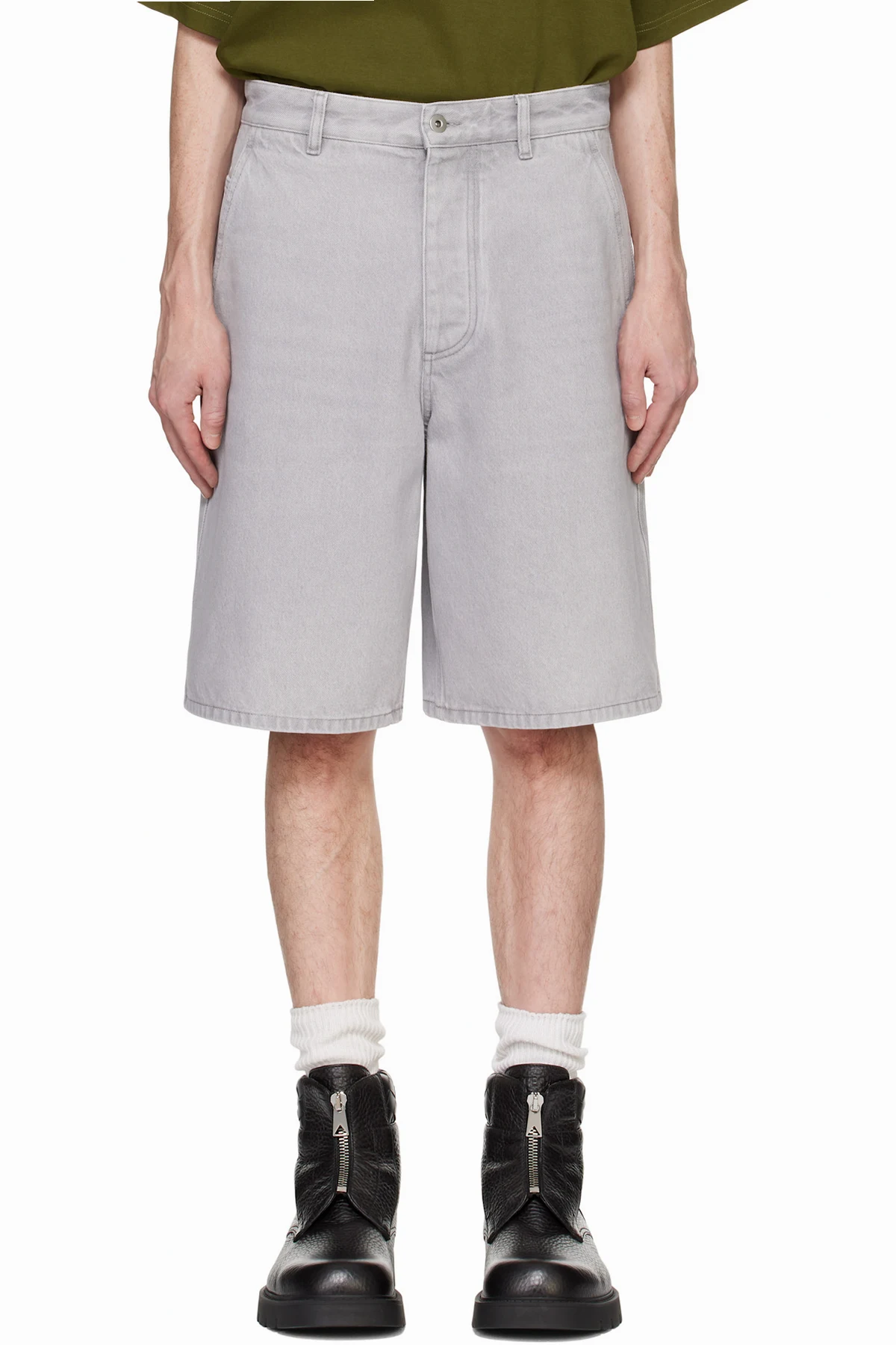 Gray Washed Denim Shorts