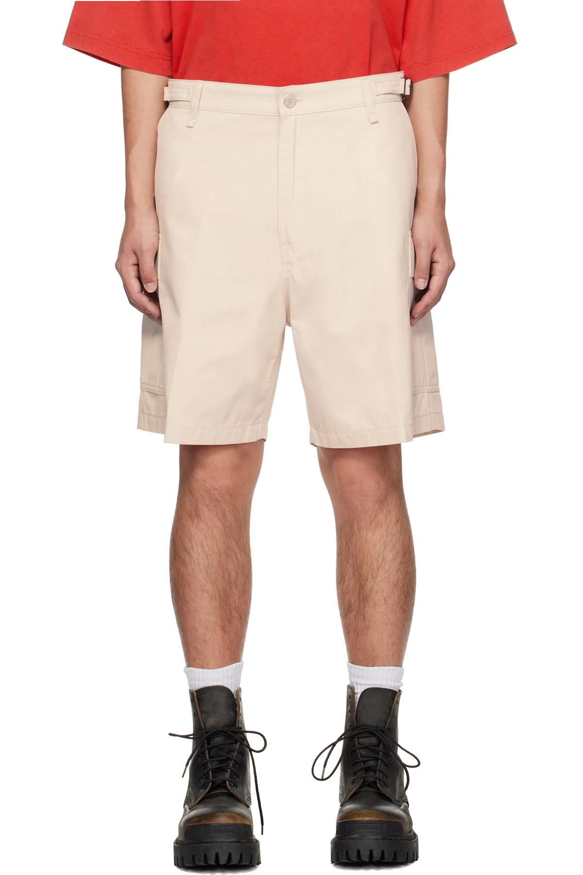 Beige Twill Cargo Shorts
