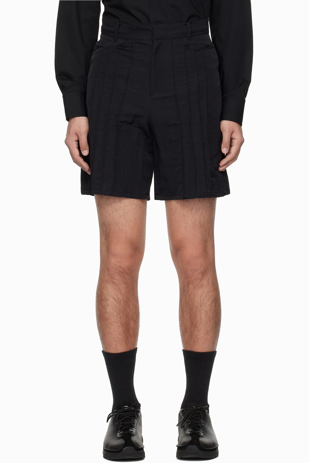 Black Pin Tuck Shorts