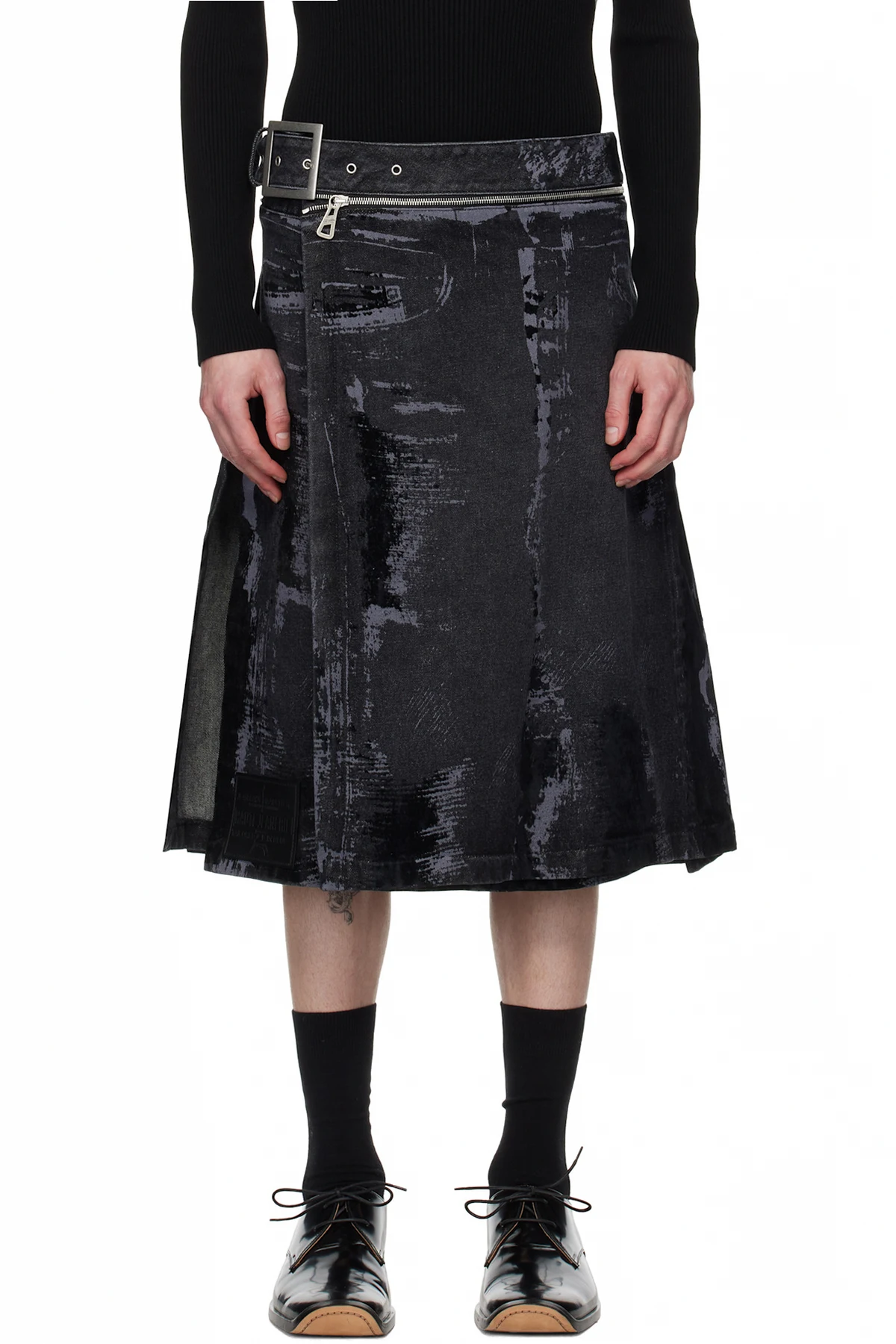 Black 'The Flocked' Denim Skirt