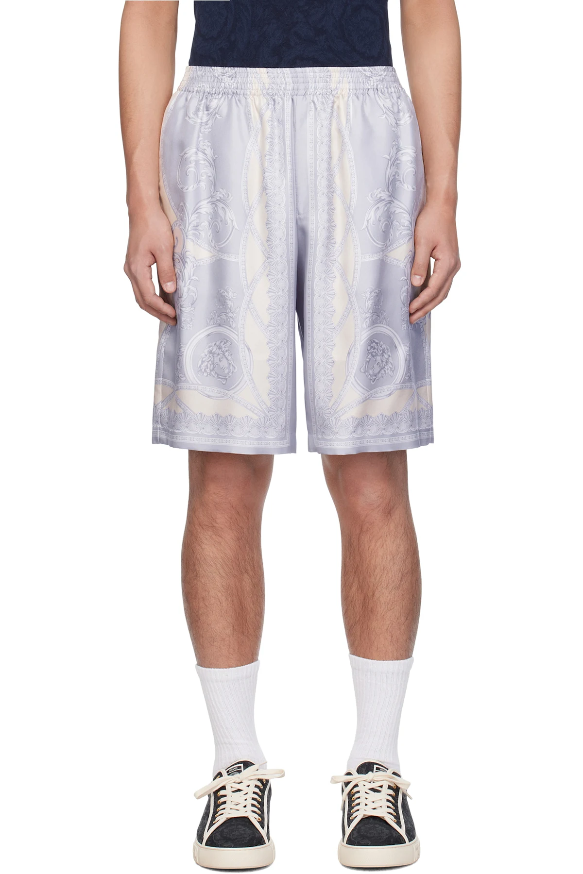 Gray 'La Coupe des Dieux' Silk Shorts