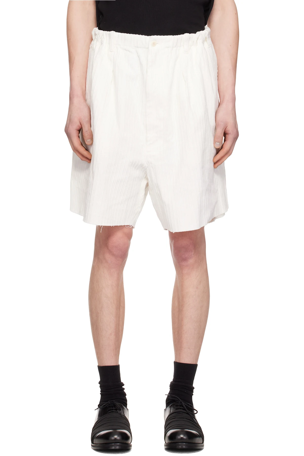 White Corduroy Worker Shorts