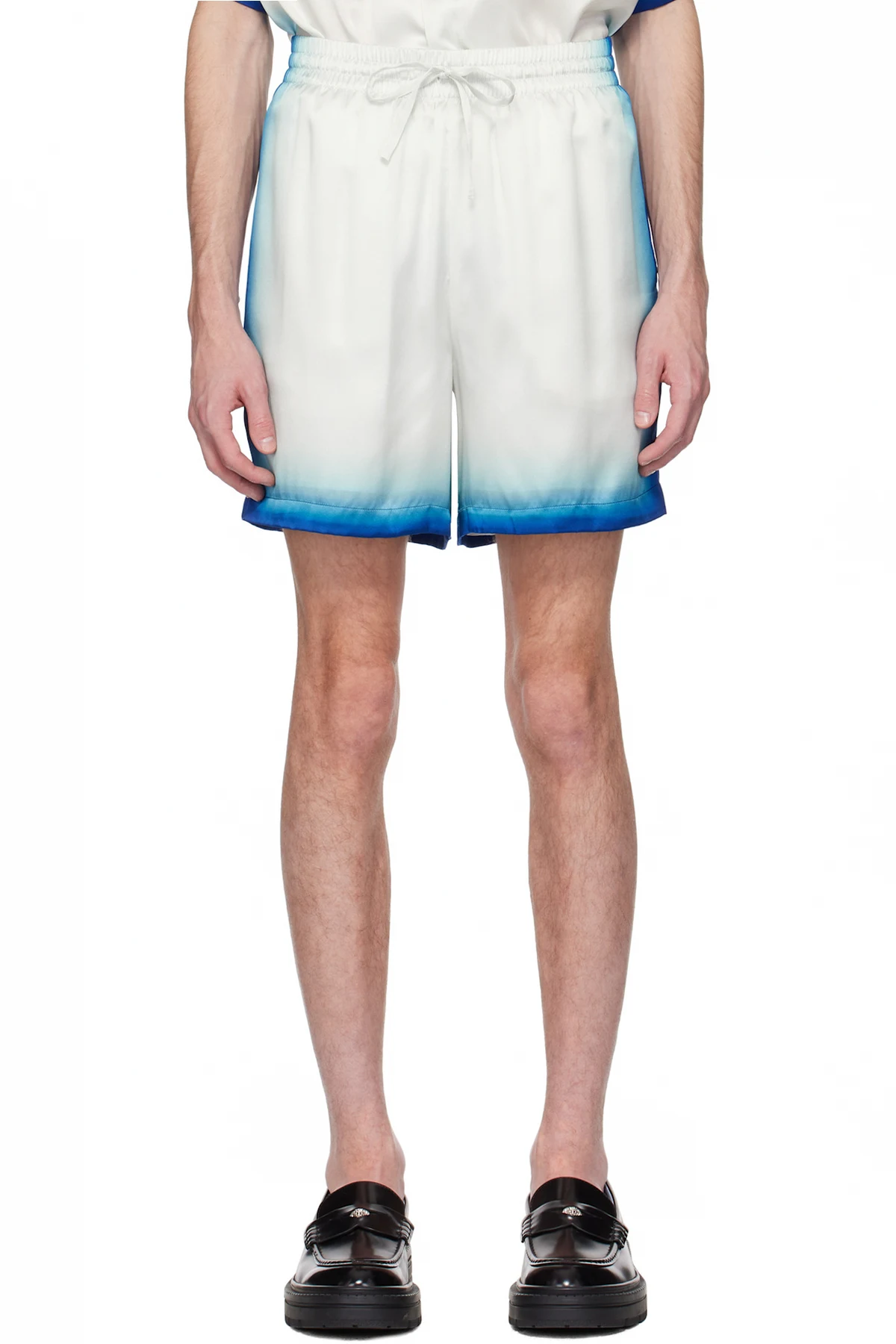 White & Blue 'Casa Way' Skate Silk Shorts