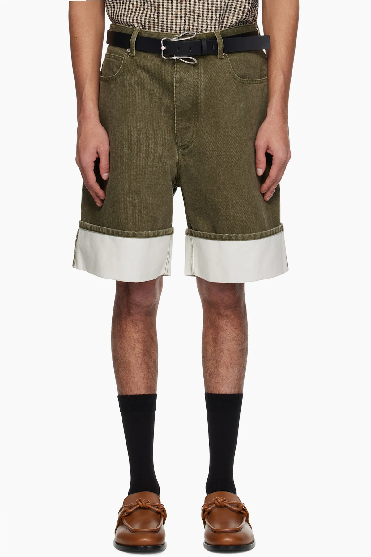 Khaki Colored Denim Shorts