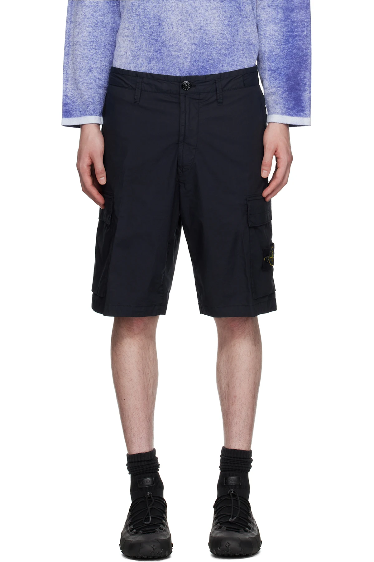 Navy Stretch Cotton Tela Paracadute Shorts