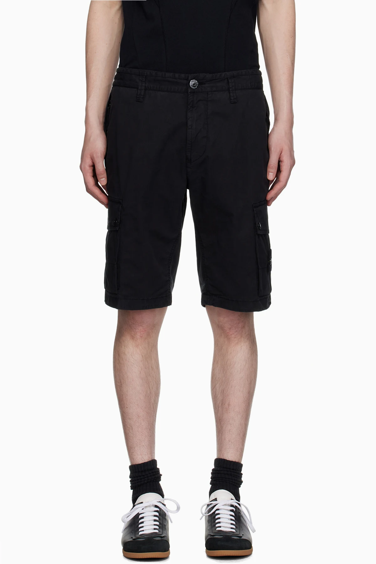 Black Supima Cotton Twill Stretch-TC Shorts