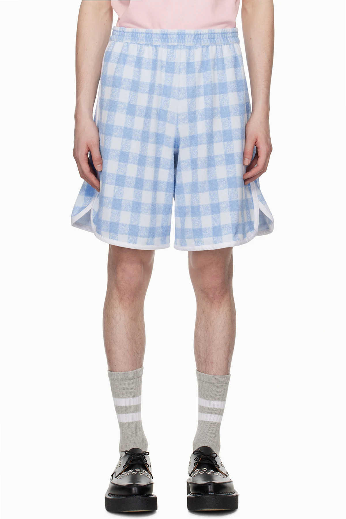 SSENSE Exclusive Blue Gingham Terry Track Boxer Shorts