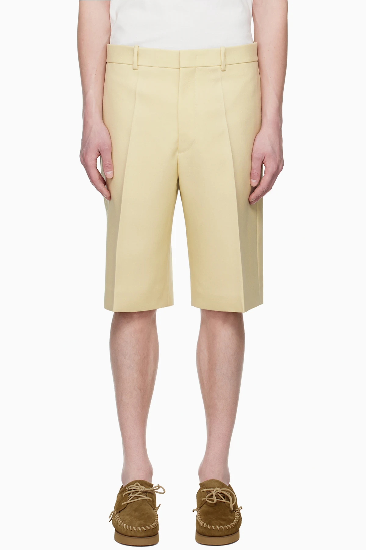 Beige Wool Canvas Shorts