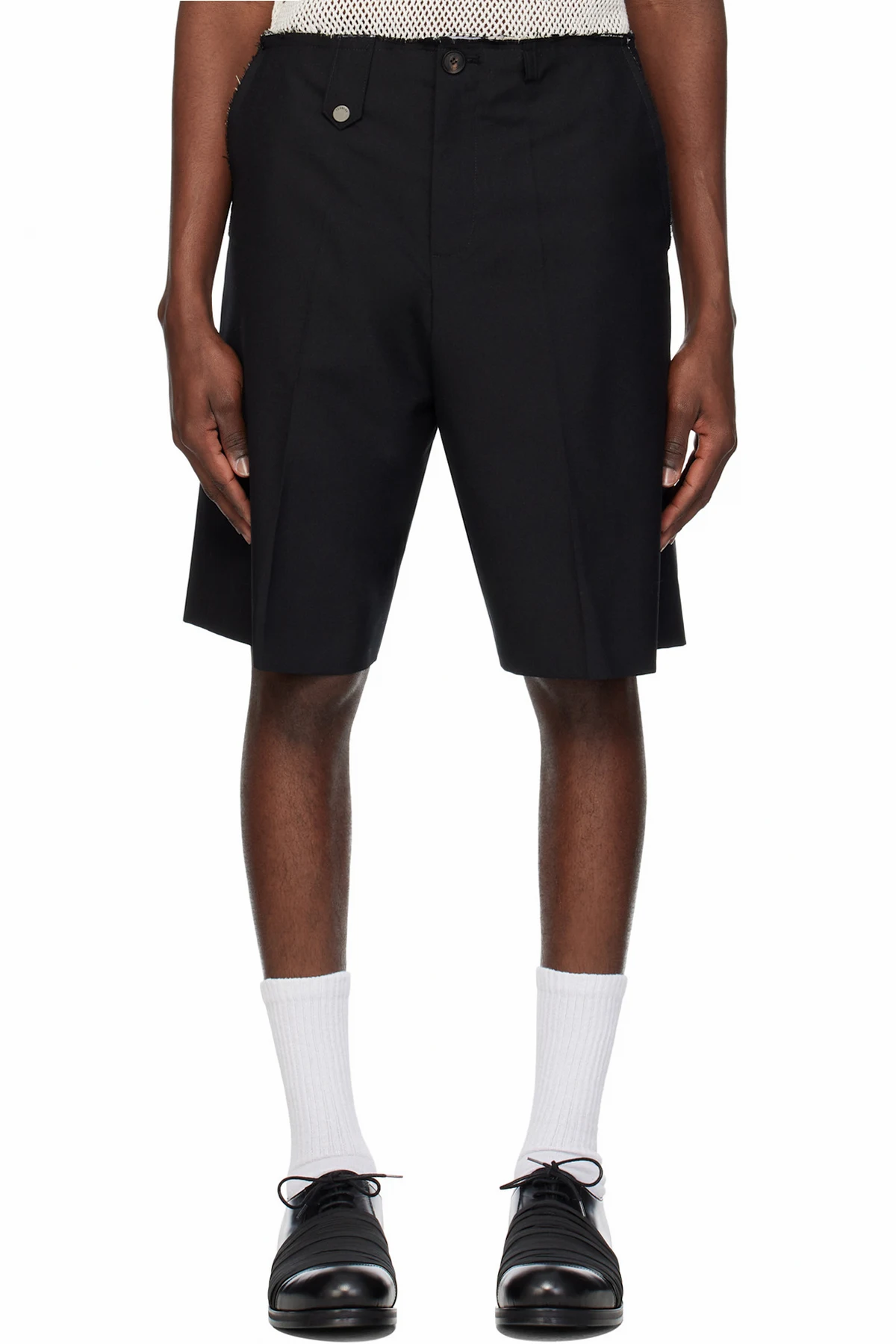 Black Raw Edges Tailoring Shorts
