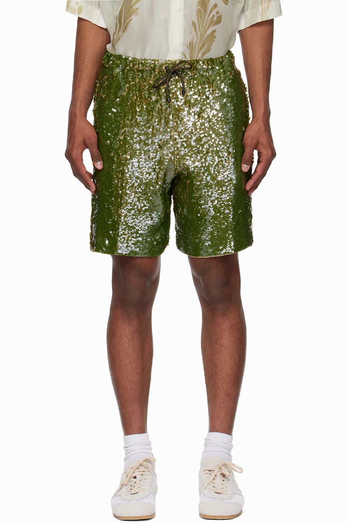 Khaki Sequinned Shorts
