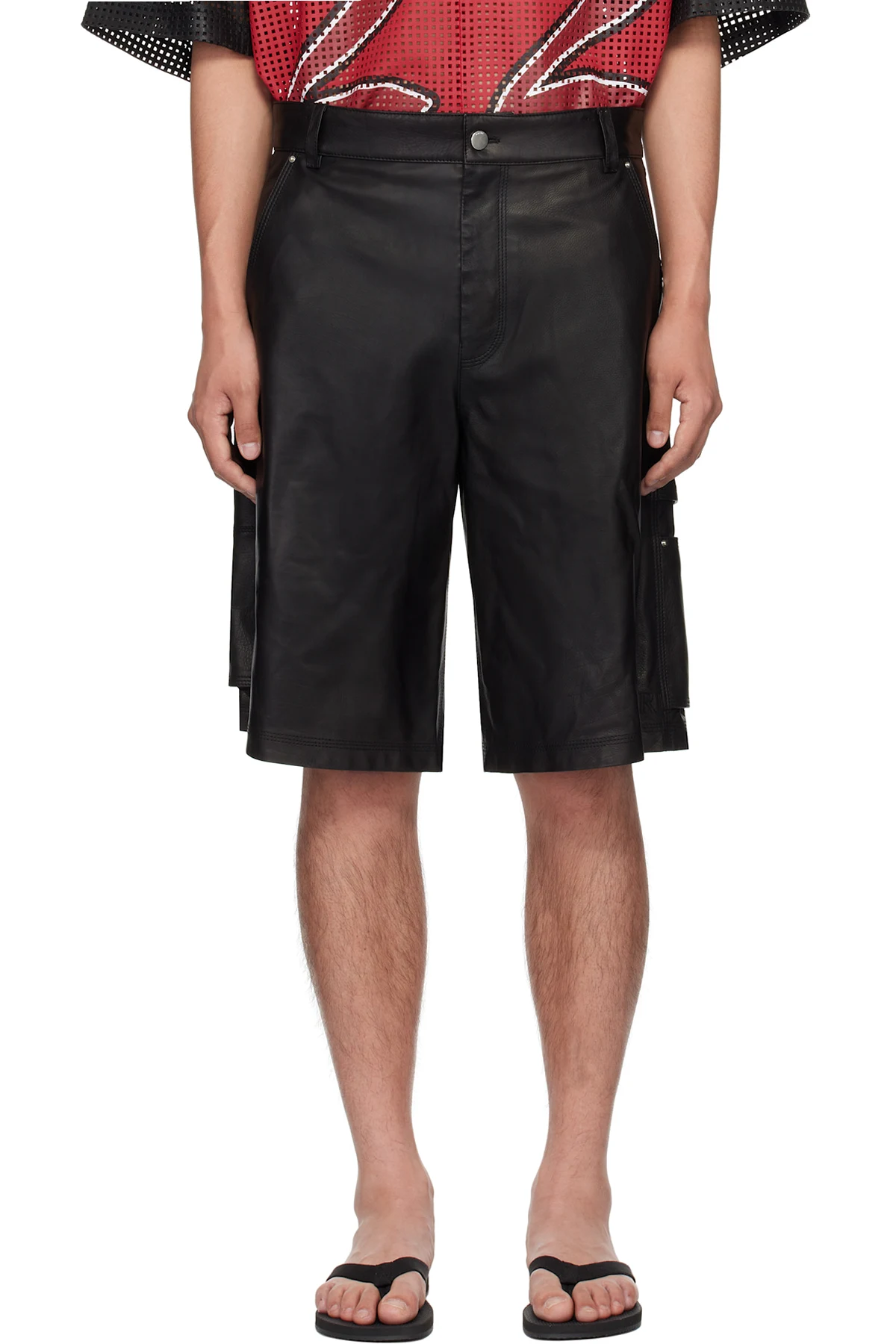 Black MA Leather Carpenter Shorts
