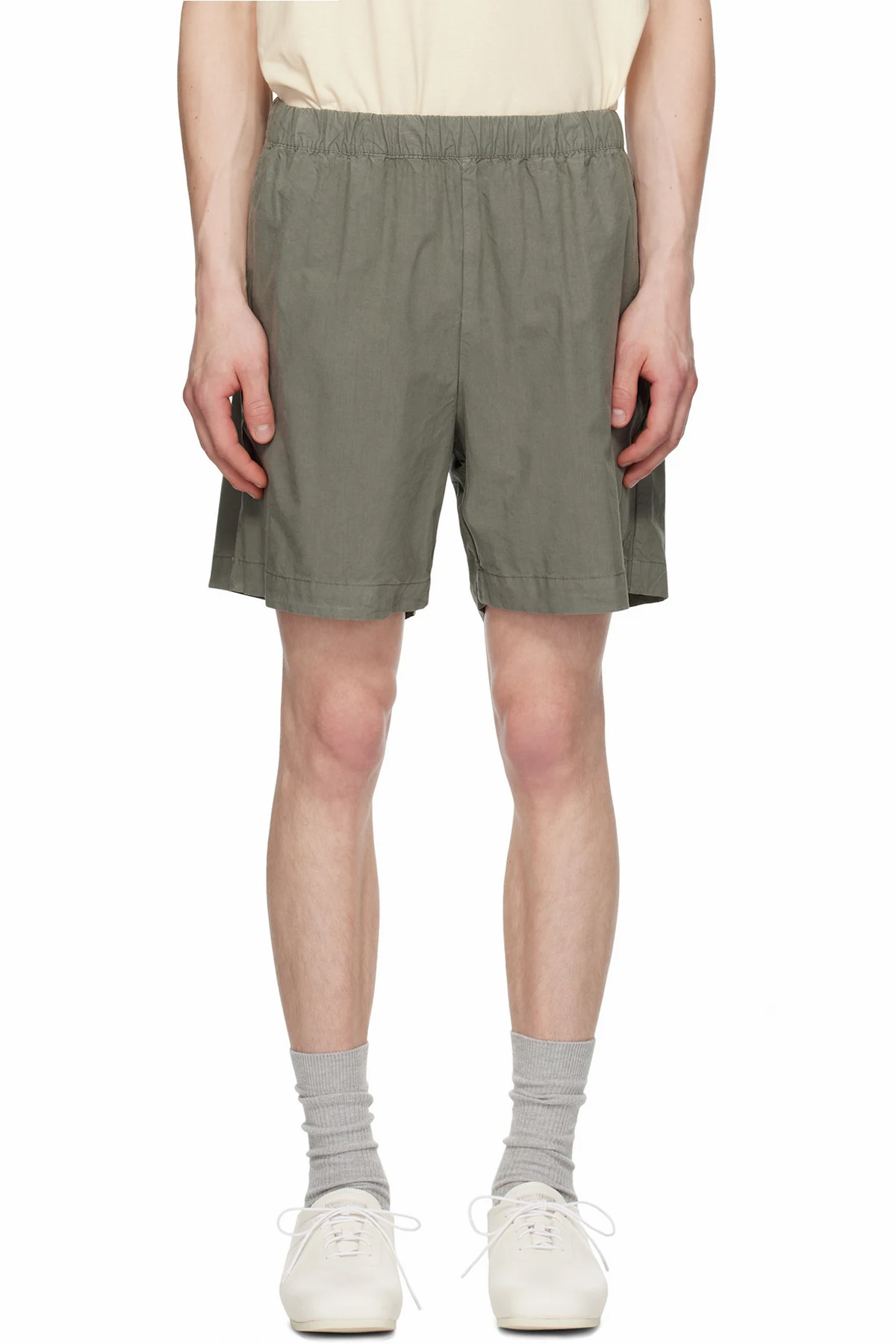 Gray Per Cotton Tencel Shorts