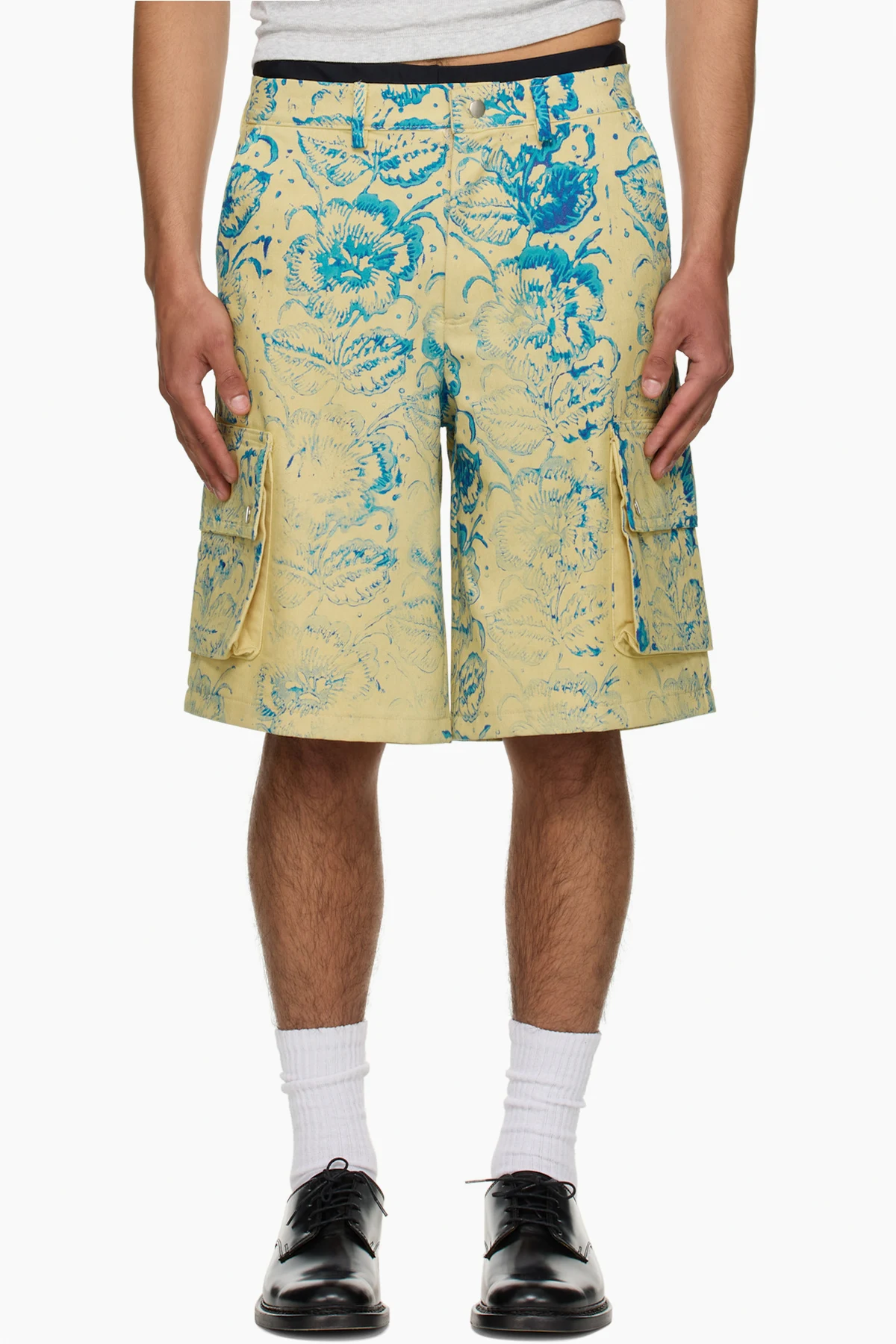 SSENSE Exclusive Yellow & Blue Floral Printed Cargo Shorts