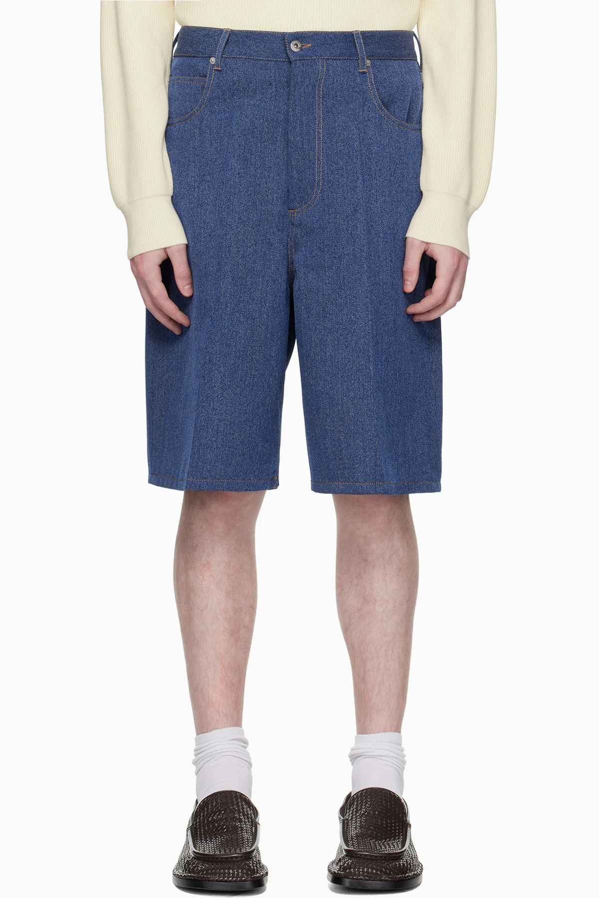 Blue Melange Drill Shorts