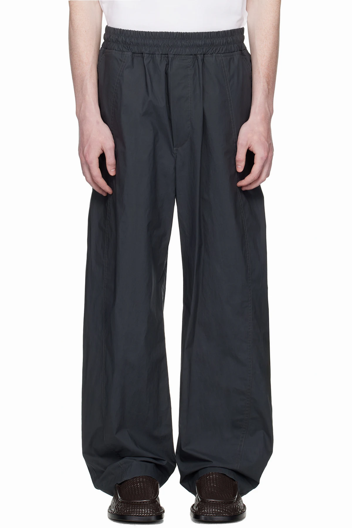 Gray Resinated Cotton Trousers