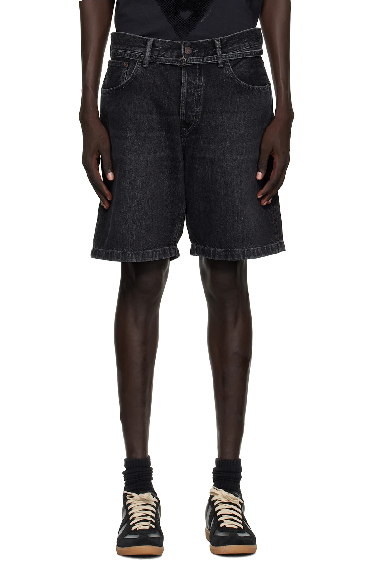 Black Loose Fit Denim Shorts