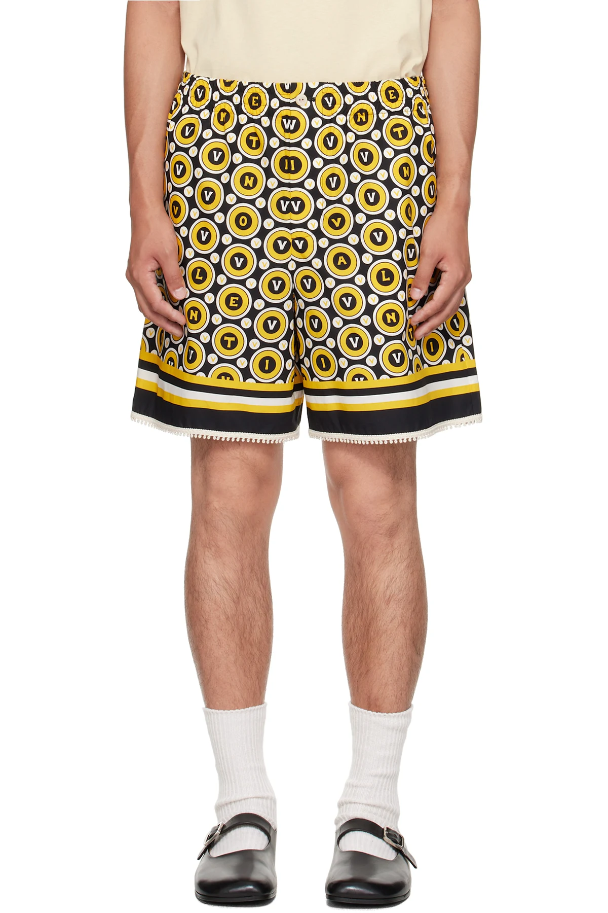 Black & Yellow Bulles Royales Print Shorts