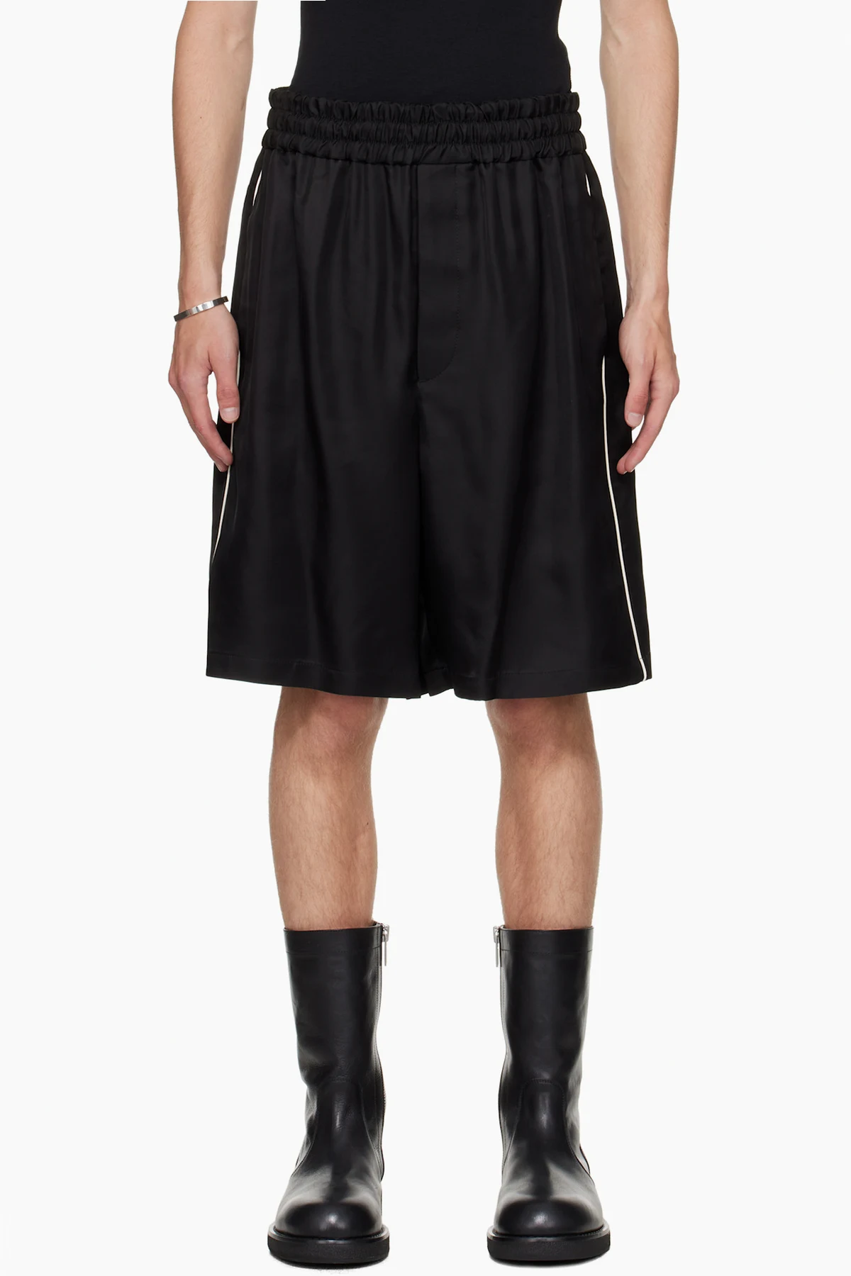 Black Fluid Viscose Shorts