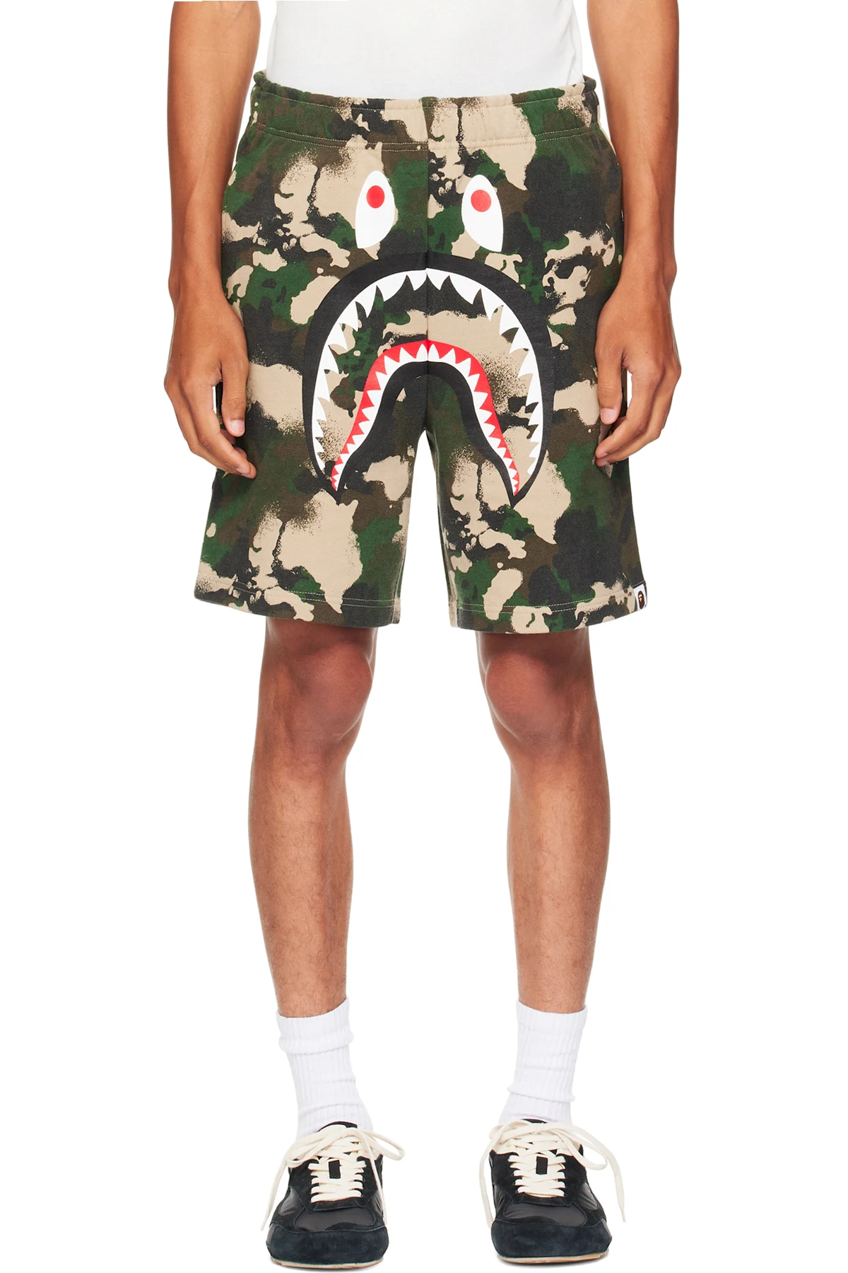 Green Map Camo Regular Fit Shark Sweat Shorts